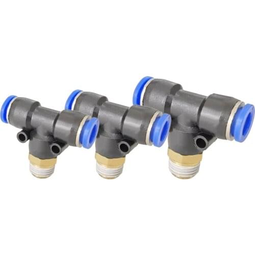 Free shipping 10PCS/LOT PB4-01 PB6-01 PB8-02 PB10-02 PB12-02 Male Thread One Touch Push in T Joint Pneumatic Quick Fittings