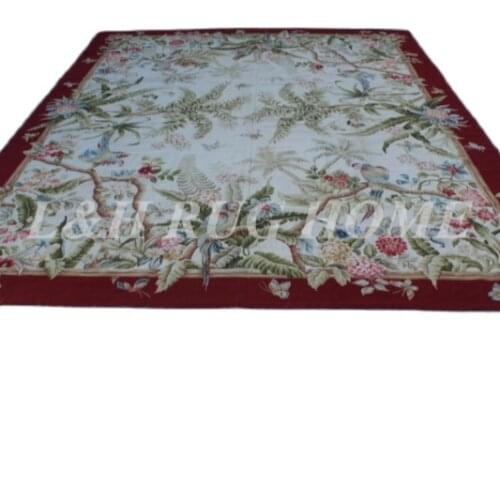 Free shipping 9'X12' needlepoint rugs, 100% New Zealand handmade carpet hand knotted area carpet rugs