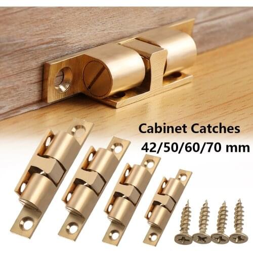 1Set Door Lock Door Touch Latch Cabinets Interlock Switch Chassis Cabinet Locker Brass Door Buckle With Screws Furniture Fitting