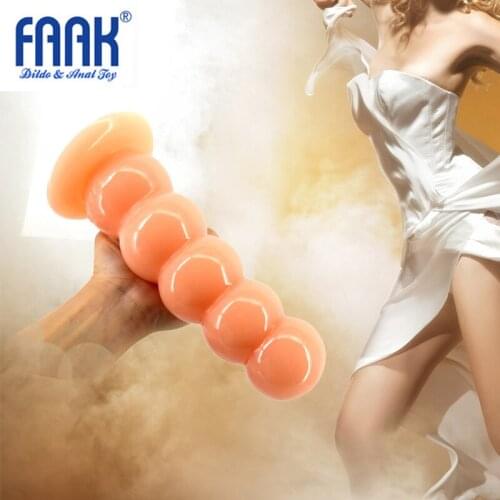 Unisex FAAK Solid Dildo Anal Plug Beads Plug Strong Suction Cup 5 Balls Dick Sex Toys Woman Masturbation Couples Games Flirting