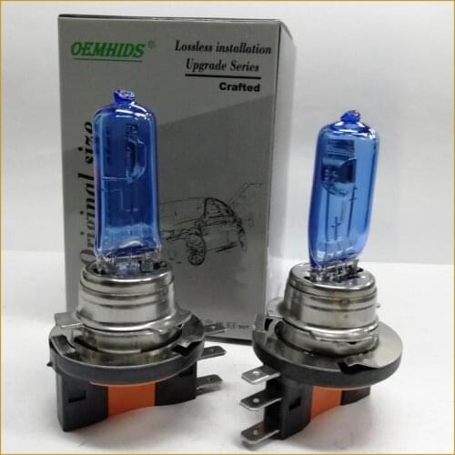 OEMHIDS H15 Halogen Lamp 12V 15/55W 5000K HeadLight Bulb Dark Blue Glass Car Light Super White 1 Pair for A3 Golf7 GLK Z300 Bulb