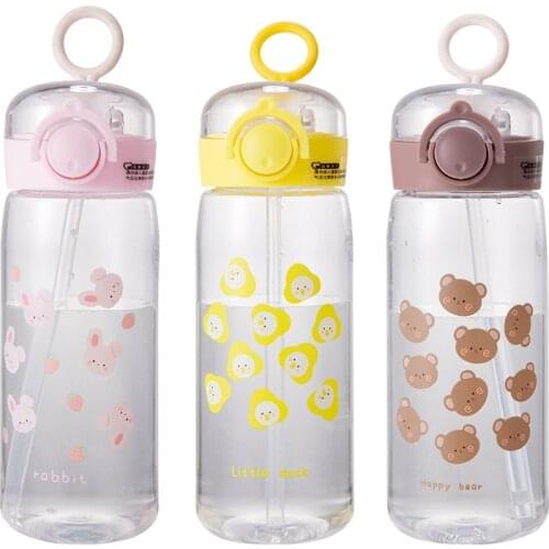 Howtelee cartoon KIDS straws plastic bottle new student plastic cups straight cup childrens water bottles