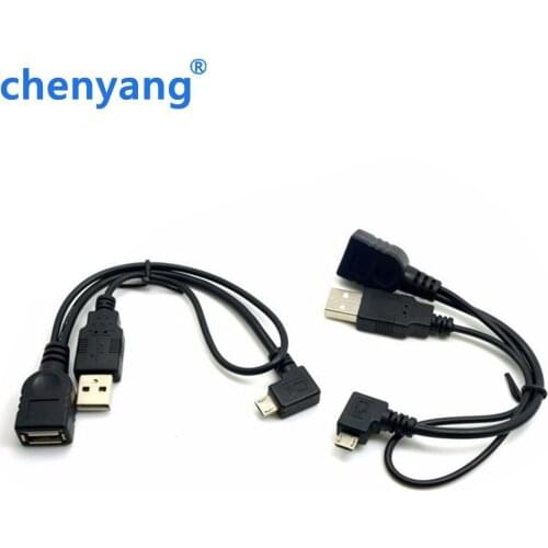 Micro USB Left &Right 2.0 5 Pin Host OTG Cable With USB Power Male Female For Cell Phone Tablet PC mobile phone external U disk