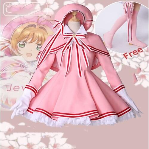 Halloween Cardcaptor Sakura: Clear Magic Card Sakura Kinomoto Pink Dress Cosplay Costume Custom-made For Christmas Cosplay Love