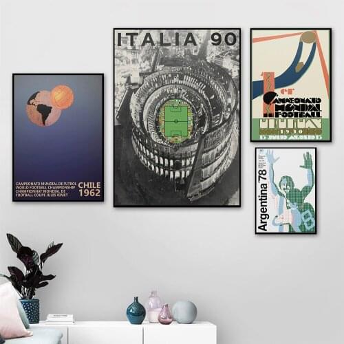 Cup 1930 Uruguay FIFA Chile 1962 ITALY 1990 Italia 90 Argentina 1978 Canvas Poster Football Wall Art Print Painting Decor