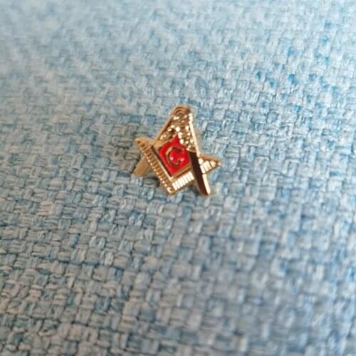 Small Wholesale 10PCS 12mm Brass mason lodge masonic lapel pin square and compass badge