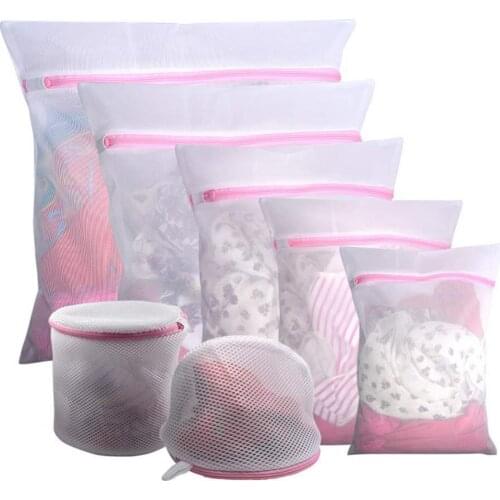 7Pcs Washing Laundry bag Clothing Care Foldable Protection Net Filter Underwear Bra Socks Underwear Washing Machine Clothes