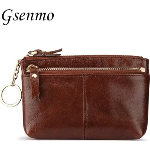 Men Casual Genuine Cowhide Leather Wallet Vintage Design Small Coin Purse Male Short Slim Zipper Bifold Wallet Card Photo Holder