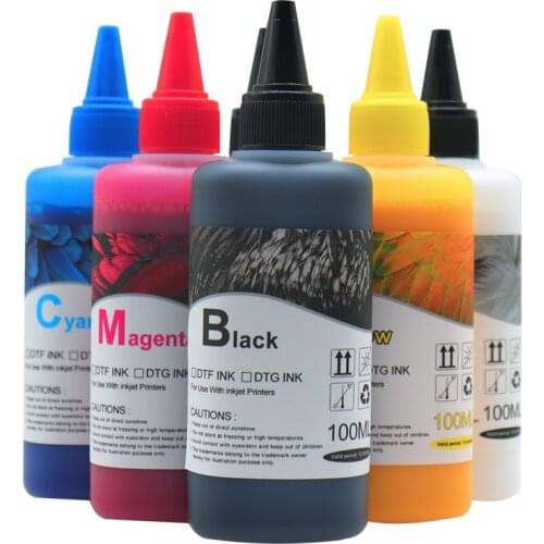 6*100ml DTF Ink Kit PET Film Transfer Ink For DTF Direct Transfer Film Printer L805 L1800 R1390 all DTF printer ink
