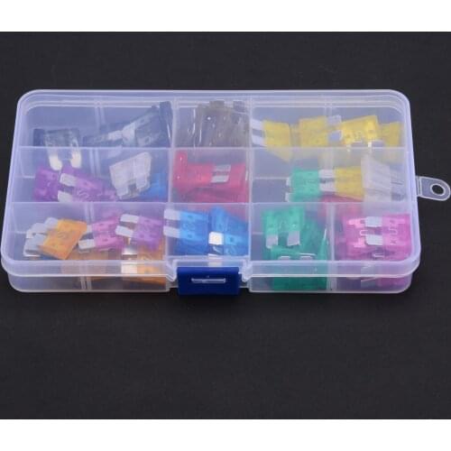 100pcs/lot Car Truck Blade Fuses Kit 2A 3A 5A 7.5A 10A 15A 20A 25A 30A 35A Plastic Box Assortment for Car Automotive Boat Truck