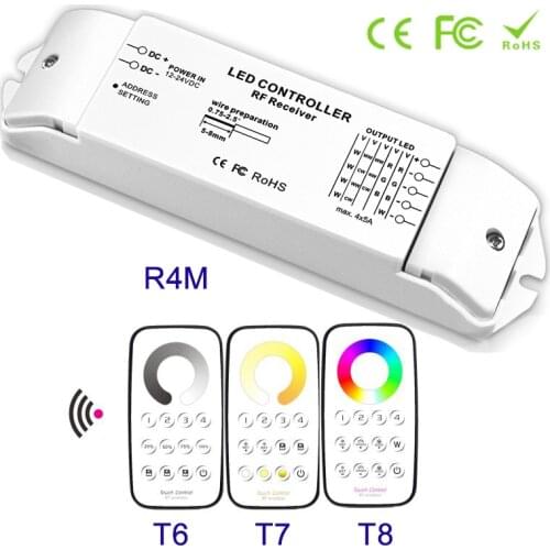 New arrival Constant voltage type Multi-Zone Dimmer Color temperature RGBW Controller LED Receiver 12V 24V & RF wireless remote