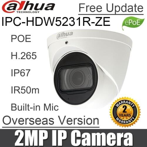 Original IPC-HDW5231R-ZE 2MP IP camera to replace IPC-HDW5231R-Z 2.7~13.5mm motorized lens built-in Mic security camera