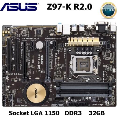 ASUS Z97-K R2.0 original MAINBOARD boards LGA 1150 DDR3 i7 i5 i3 CPU 32G SATA3 USB2.0 UBS3.0 Z97 USED desktop motherboard