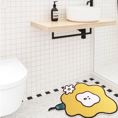 Cuttable Frangipani Bathmat PVC Floral Bath Room Anti Slip Mat Shower Carpet Mats Floor Pad Home Entrance Doormat 45x75cm