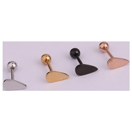 1 PCS Cute Stainless Steel Water Drop Shape Stud Earring for Women Trendy Gold Color Black Geometric Ear Cartilage Cuff Jewelry