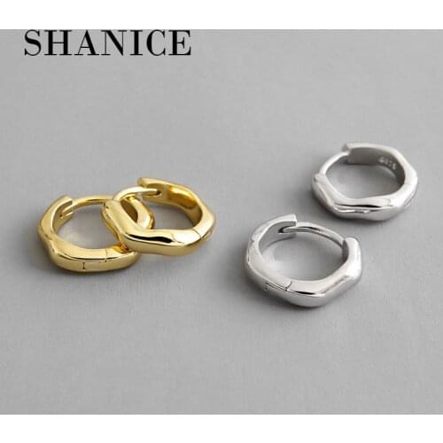 SHANICE No Fade 925 sterling silver Hoop Earrings INS simple irregular wave pattern Loop Earring Women Men Fashion Jewelry
