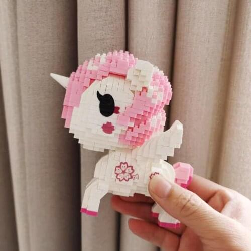 Idea Series Cute Unicorn Micro Building Blocks Bricks Cartoon Horse 3D Model Toys For Kids Birthday Gifts DIY Home Decoraton