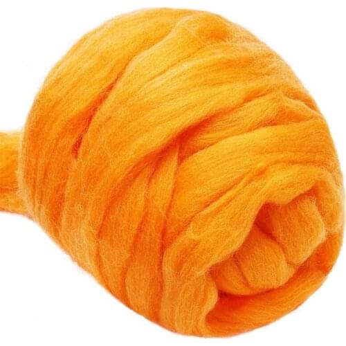 LMDZ 3.53oz Orange Wool Roving Yarn, Wool Felting Supplies, 100% Pure Wool, Chunky Yarn, Spinning Wool Roving for Felting DIY