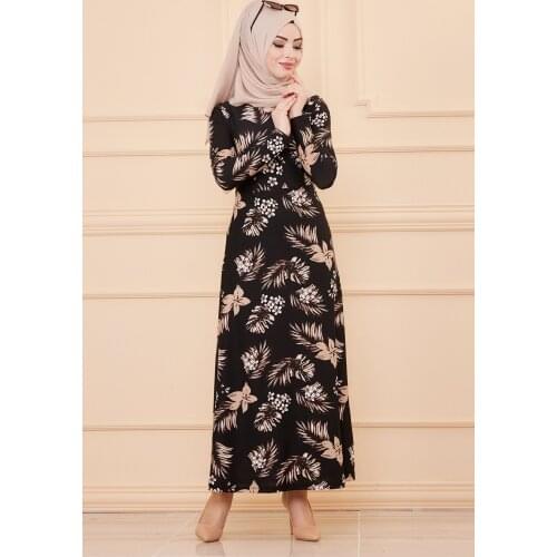 TUGBA Muslim Dress Long Sleeve Floral Print muslim dress code 2021 turkish gown hijab summer