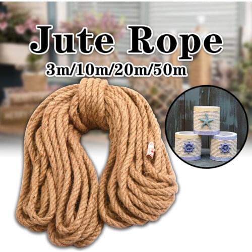 8mm Natural Jute Rope Twine Rope Hemp Twisted Cord 3m-50m Macrame String DIY Craft Pet Scratching Handmade Decoration