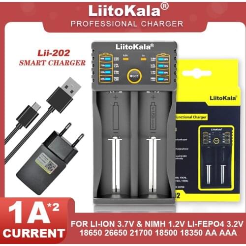 Liitokala Lii-202 Lii-402 Lii-PD2 Lii-PD4 18650 1.2V 3.7V AA 26650 26500 18350 NiMH lithium -cigarette battery charger