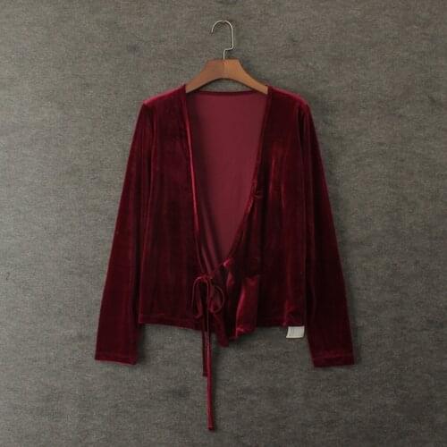 Womens fashion vintage normic all-match lacing velvet cape short design deep V-neck long-sleeve outerwear