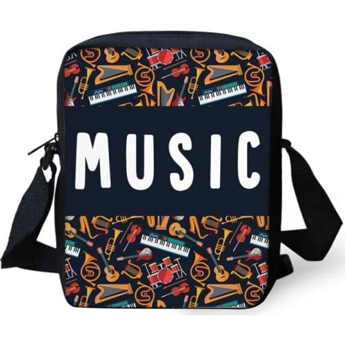 Music Black Printed Women Messenger Bag Ladies Small Travel Bag Musical Notes Vintage Crossbody Bags Sac bandouliere