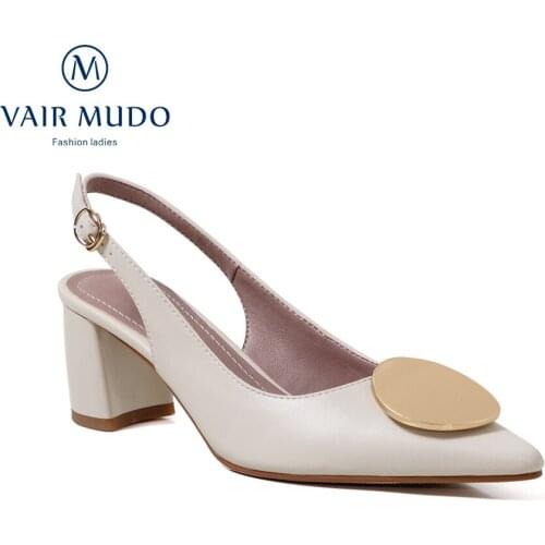 VAIR MUDO 2021 New Shoes Women Pumps Fashion Thick Heels Office & Career Spring Summer Autumn Elegant Pointed Toe Shoes D168L