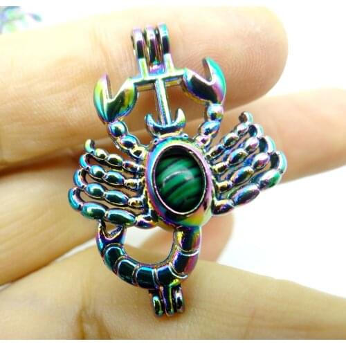 Woman Natural Stone aventurine Quartz Crystal amethyst Lucky bead Titanium Scorpion Pendant for Diy Jewelry Making necklace 1PC