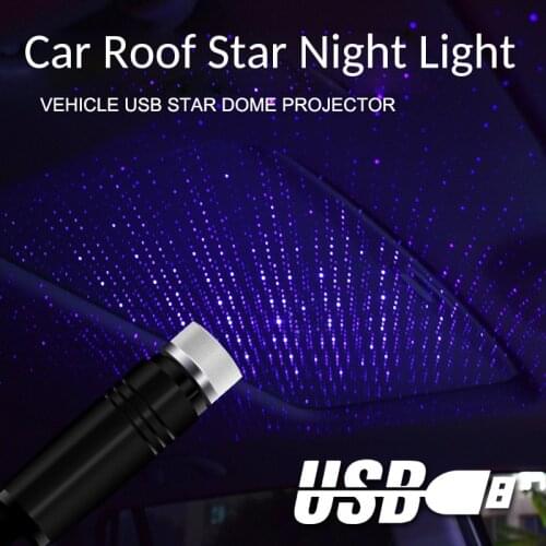 1pcs LED Car Roof Star Night Light Projector Atmosphere Galaxy Lamp USB Decorative Lamp Adjustable Multiple Lighting Effects 5V