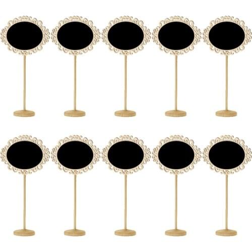 10 Pieces Wood Hollowed-out Lace Blackboard - Place Cards Message Board Tabletop Chalkboard 20 x 11 cm
