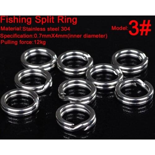 100pcs Silver Stainless Steel Fishing Split Ring Double Loop Split Open Fishing Connector Accessories