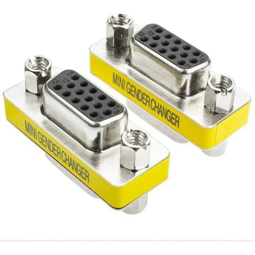 2 Pcs VGA /SVGA 15pin Gender Changer Adapter Female To Female Cable Extender Connector