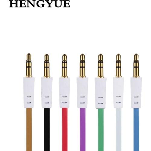 2000pcs/lot 3.5mm to 3.5mm Colorful flat type Car Aux audio Cable Extended Audio Headphone Stereo Cable for iphone 6 6s 5S 8plus