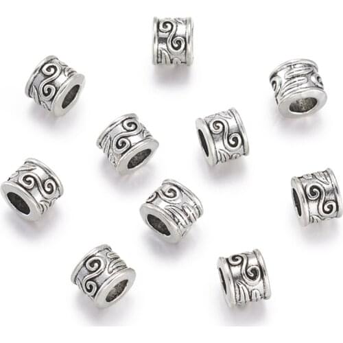 20pcs Approx 8.5mm in diameter Column Large Hole Loose Spacer Beads Tibetan Style European Bead DIY Jewelry