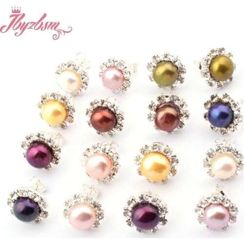 7mm Genuine Freshwater Pearl Natural Stone Beads Silver Studs Fashion Jewelry Earrings For Woman Christmas Gift 1 Pair