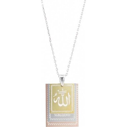 925 Sterling Silver Women Necklace with Rectangular Triple Prayer