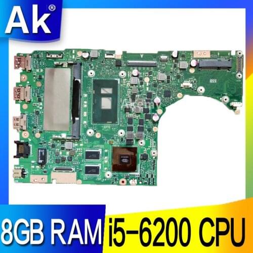 AK with 8GB RAM i5-6200 cpu For Asus K401UB K401U A401UB K401UQ K401UB laptop motherboard tested 100% work original mainboard