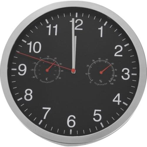 3 in 1 Silent Quartz Wall Clock Quiet Movement Thermometer Hygrometer No-Ticking Home Art Decor Wall Clock