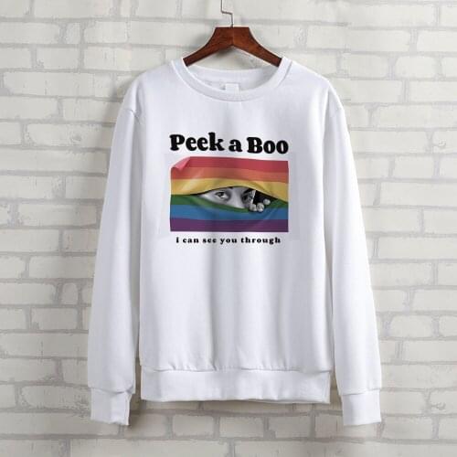 BLINGPAW Peek A Boo Funny Printed Unisex Crewneck Sweatshirt Heavy Blend Crew Neck Long Sleeve Plus Size Punk