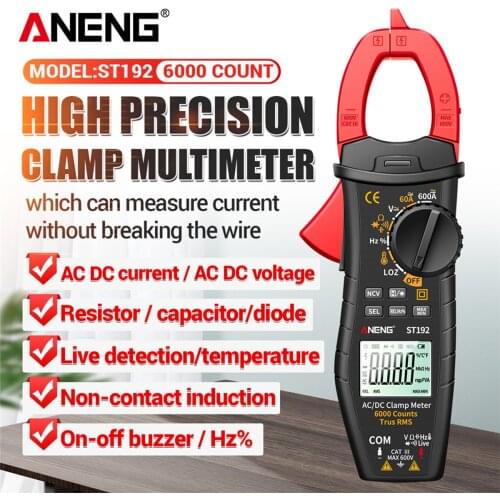 ANENG ST192 600A DC AC Clamp Meter 6000 Count Auto-ranging Digital Multimeter LCD Voltage Current Detector Temperature Measuring