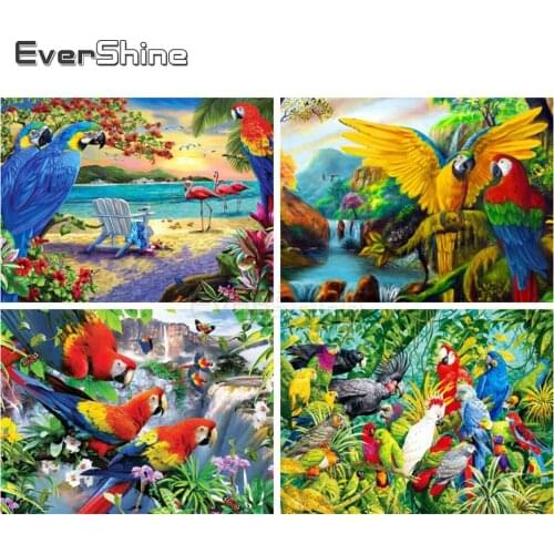 EverShine Diamond Painting parrot cross stitch Diamond Embroidery Mosaic Animals Rhinestones Art Hobby Handwork Wall decor
