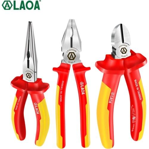 LAOA VDE Insulated Wire Cutters Long Nose Pliers Diagonal Pliers 1000V Cr-Mo Steel German certification