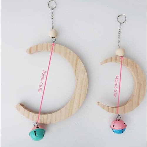 Legendog Parrot Cage Swing Moon Shape Bird Hanging Swing Parrot Swing Perch with Random Color Bell Pet Hanging Toy Supplies