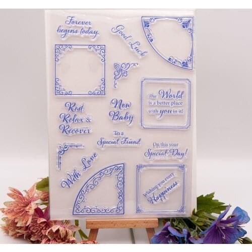 Box Text CLEAR STAMPS Scrapbook Christmas Card Paper Craft Silicon Rubber Roller Transparent Stamps
