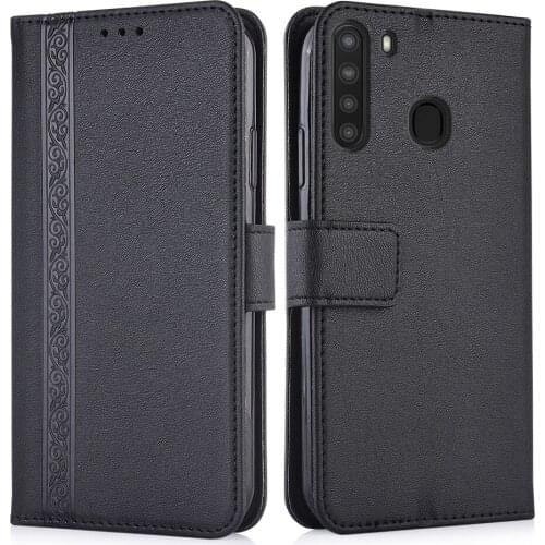 3d Embossed Leather Case for Samsung Galaxy A21 A 21 6.5'' Back Cover Wallet Case With Card Pocket