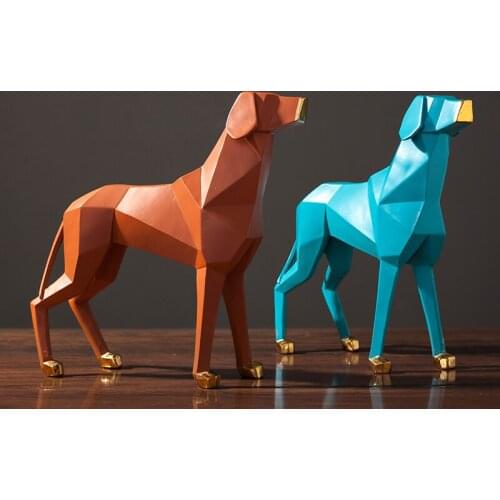 CREATIVE MINIMALIST ORIGAMI DOG RESIN SCULPTURE ABSTRACT GEOMETRIC HOUND DOG HOME DECORATION