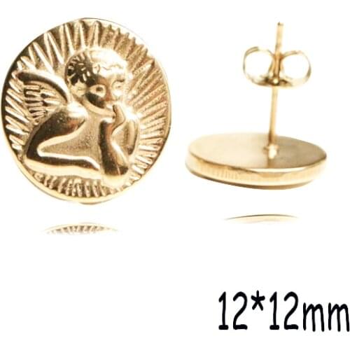 Tiny Angel Earrings Pins Ladies Stainless Steel Ear Stud Daily Wear Guardian Jewelry 2pcs/pair Bijoux Femme Korean New Fashio