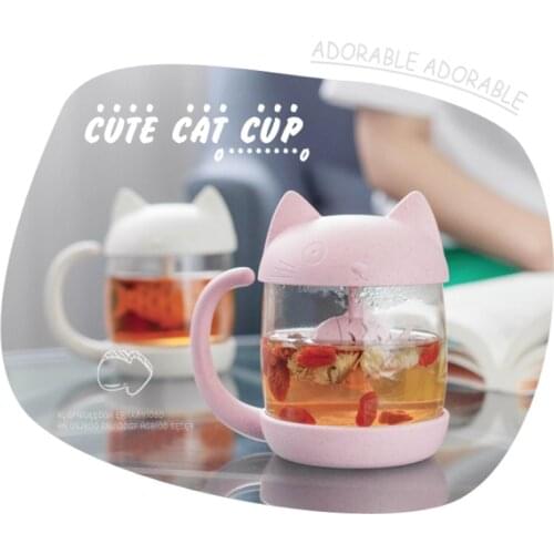 Cute water bottle cartoon cat glass bottle with silicone sleeve kid student girl portable beverage bottle cartoon dog
