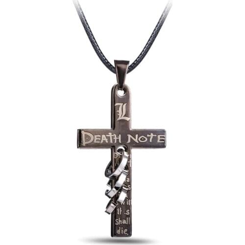 MJ Jewelry Anime Death Note Cross Logo Gun Color Pendant Necklace Cosplay Jewelry Gifts Accessories